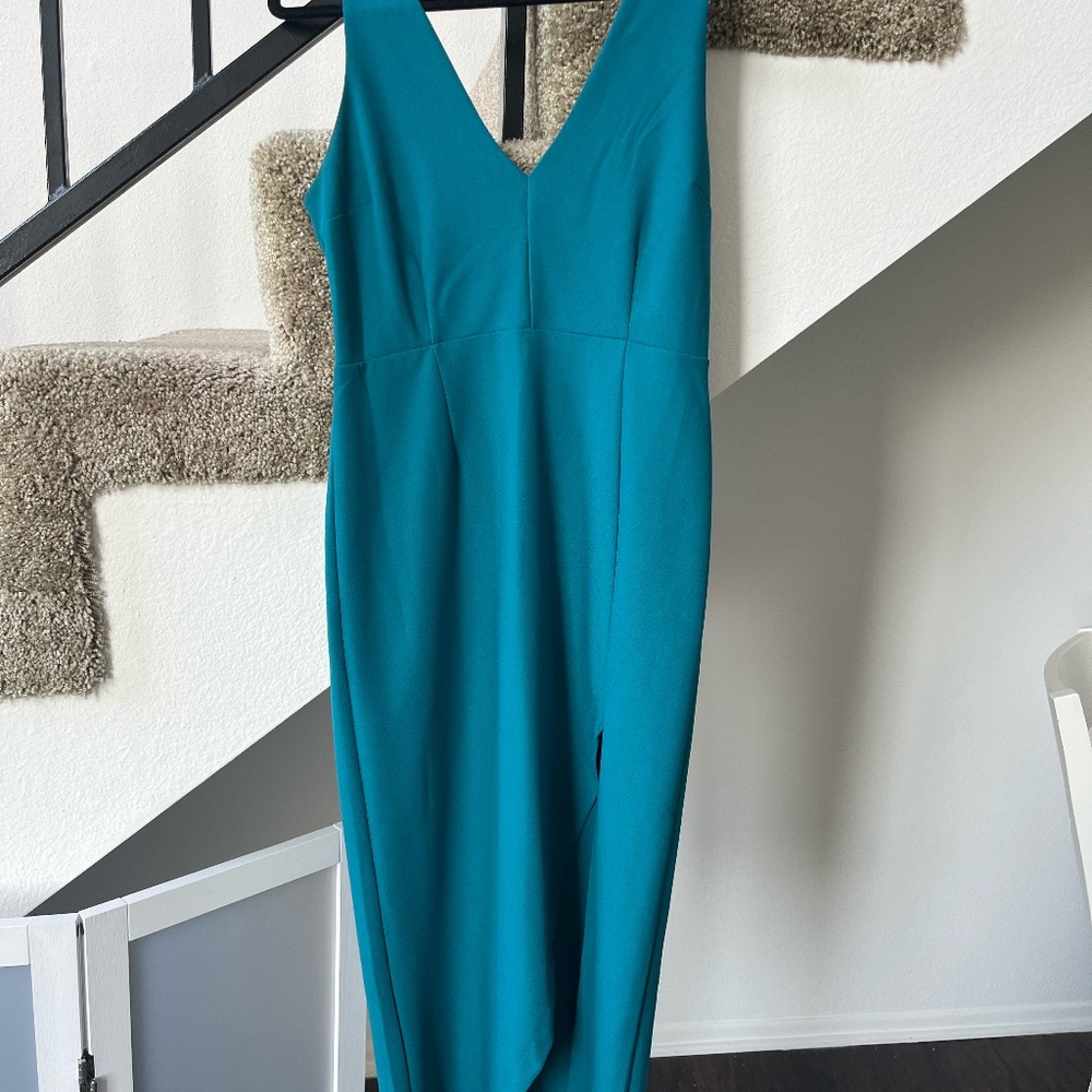 Plunge Neck Midi Dress